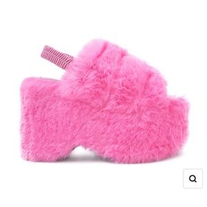 Lemon Drop Pink Furry Platform Sandals